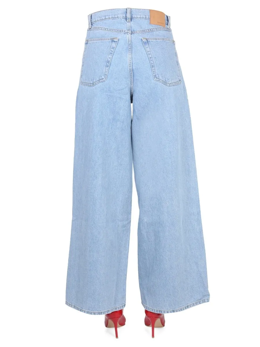 Logo Patch Wide Leg Jeans