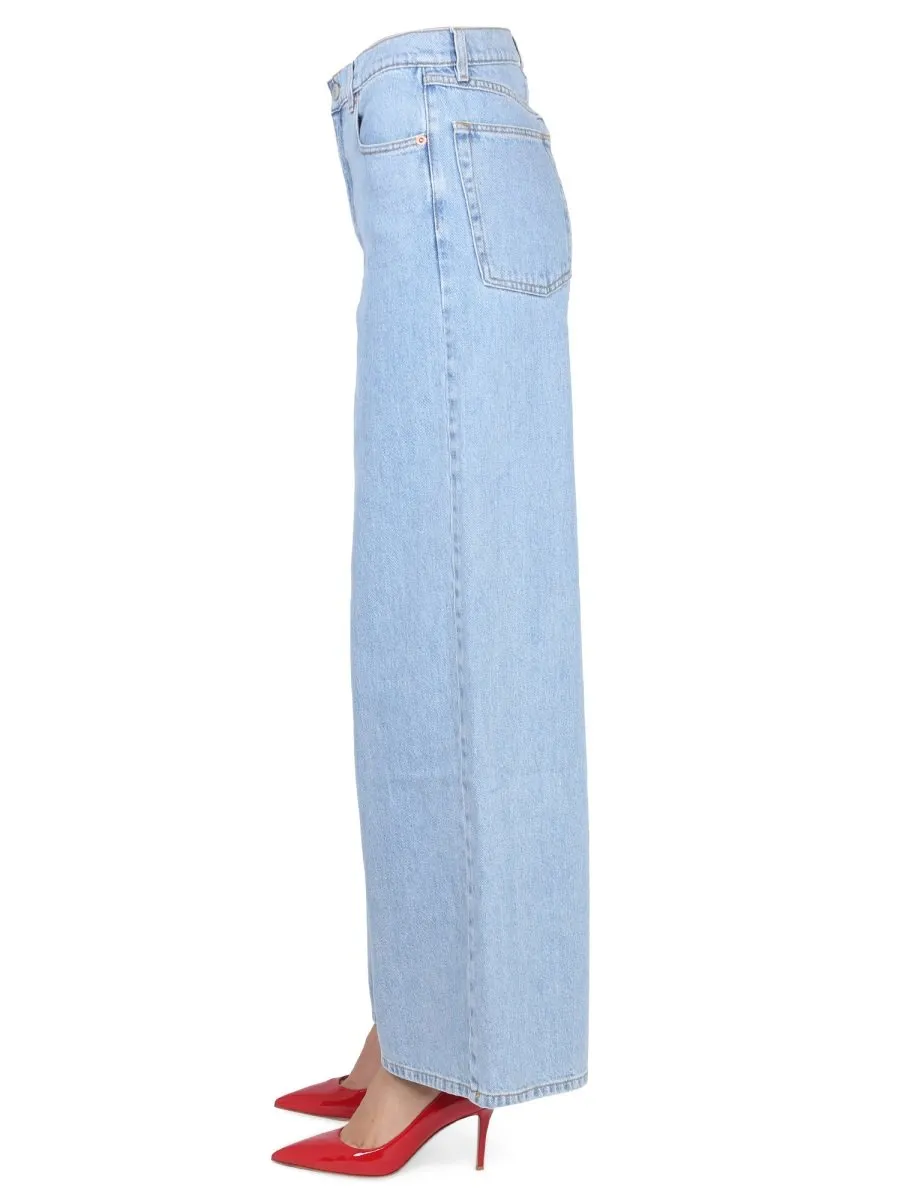 Logo Patch Wide Leg Jeans
