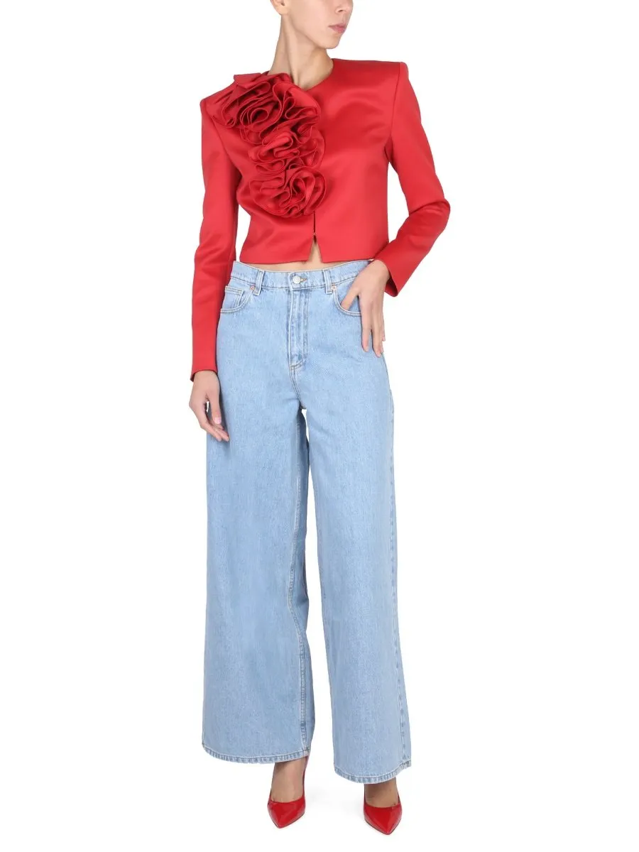Logo Patch Wide Leg Jeans