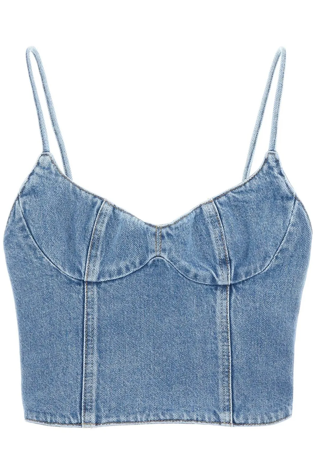 Corset Cropped Denim Tank Top