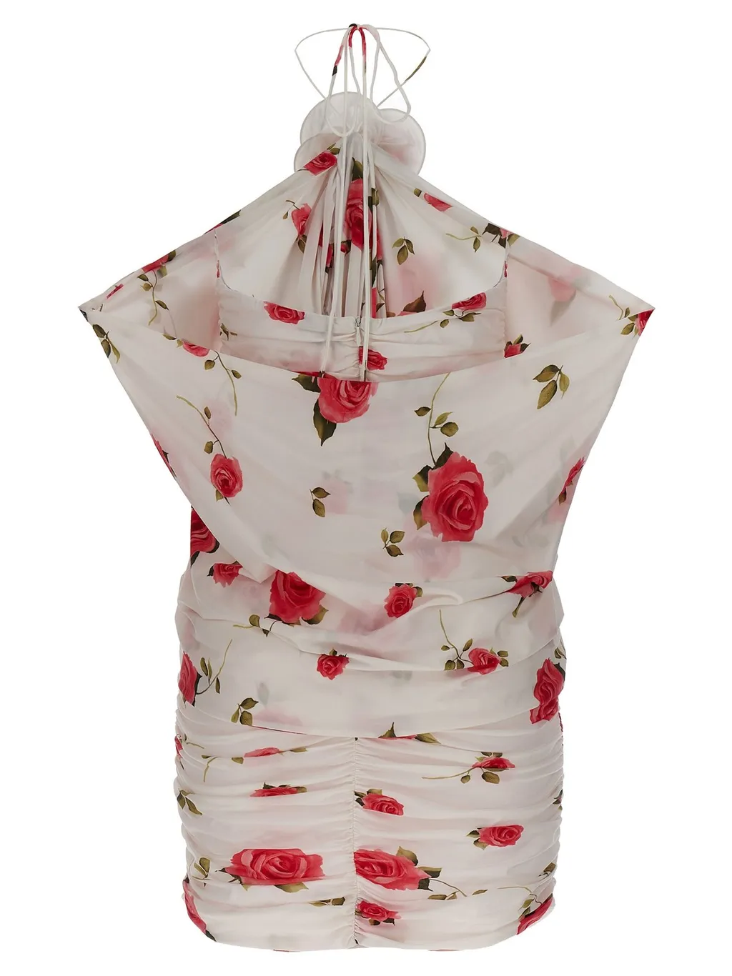 Ruched Flower Appliqué Wrapped Dress