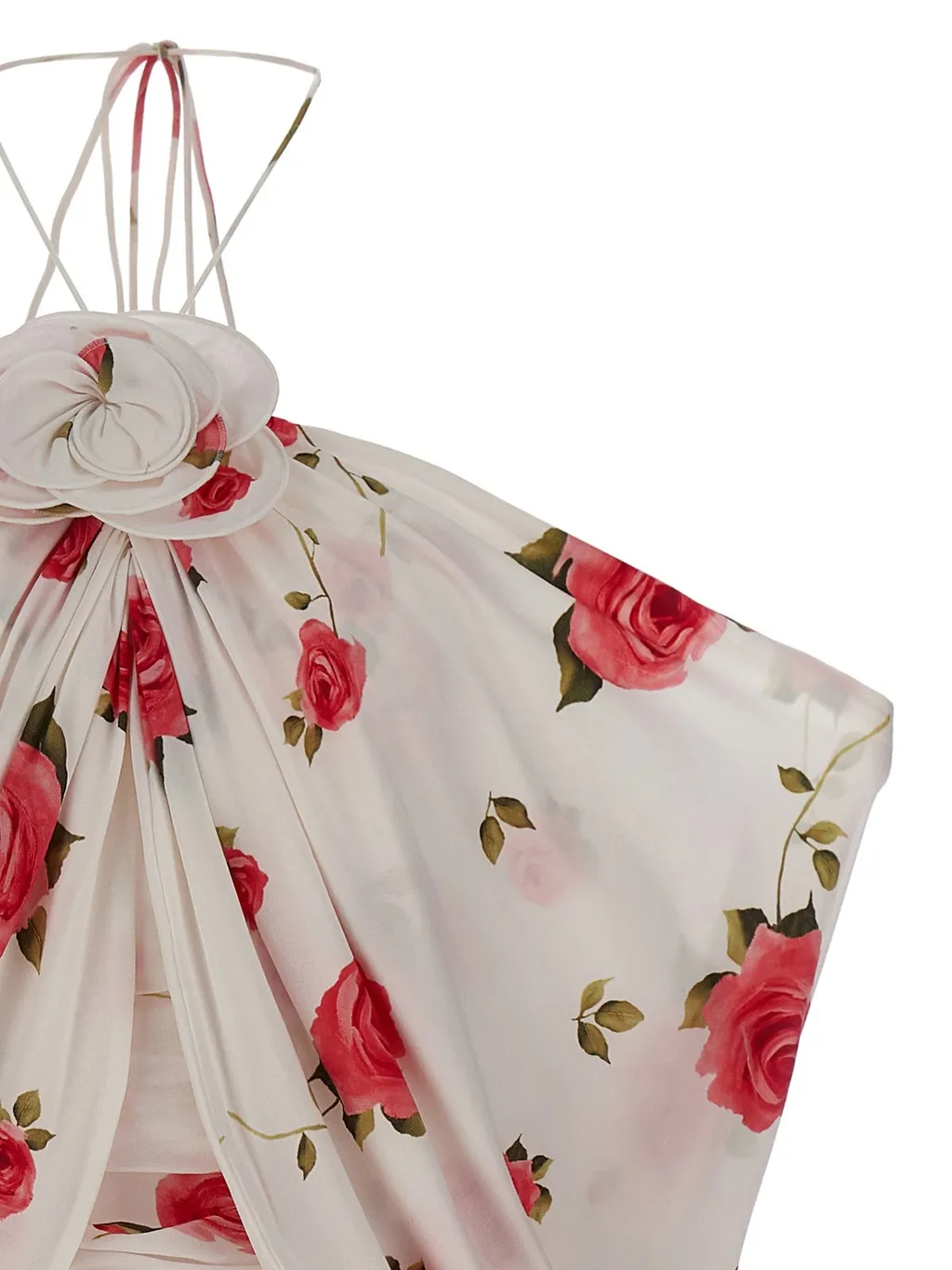 Ruched Flower Appliqué Wrapped Dress