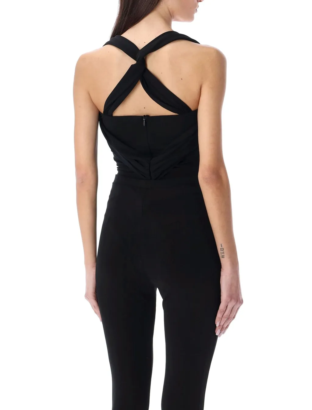 Rear Zipped Twisted Cut-Out Bodysuit