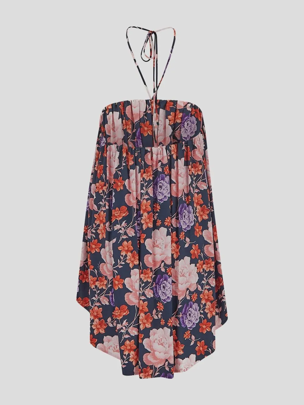 Flower Printed Halter Neck Top Mini Dress