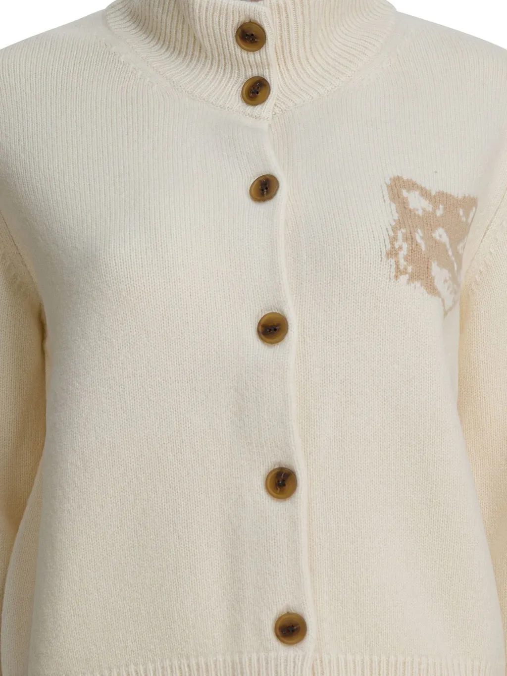 Fox Head Intarsia High-Neck Cardigan