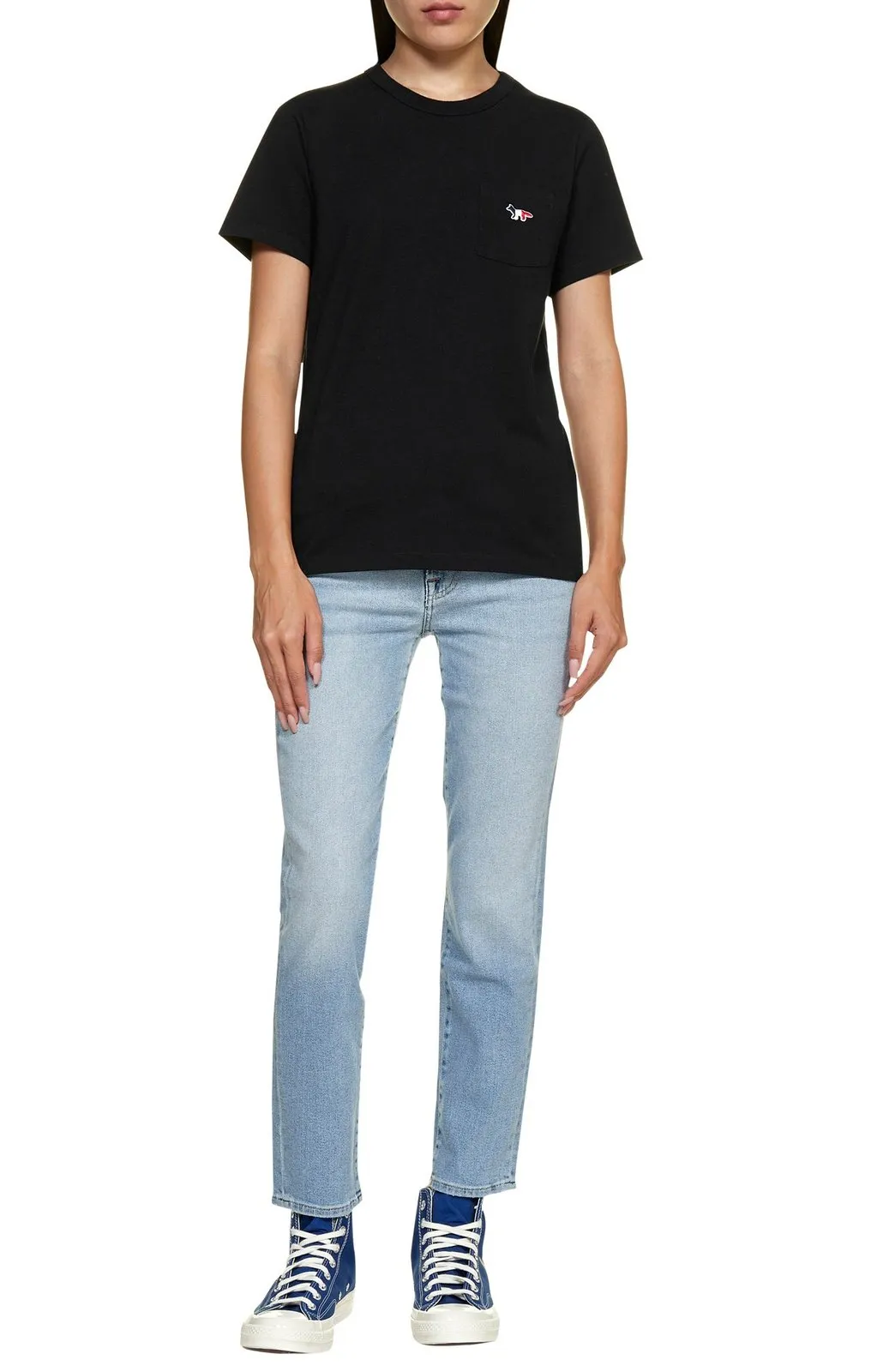 Tricolor Fox Patch Crewneck T-Shirt