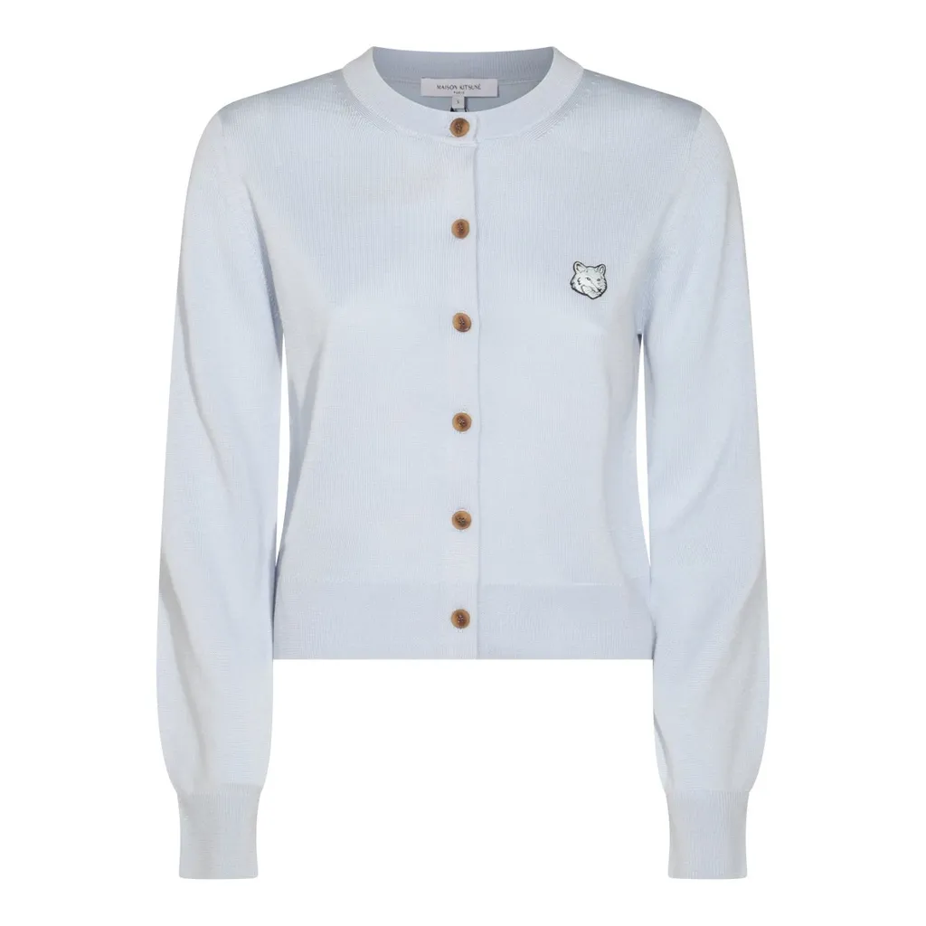 Fox Head Embroidered Knitted Cardigan
