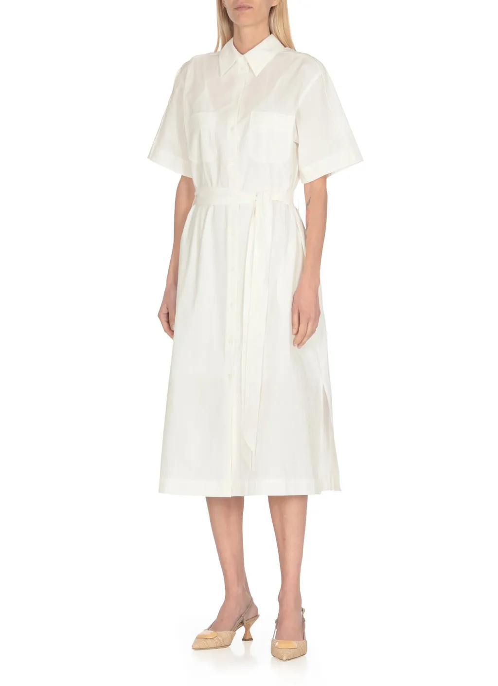 Logo Embroidered Shirt Dress