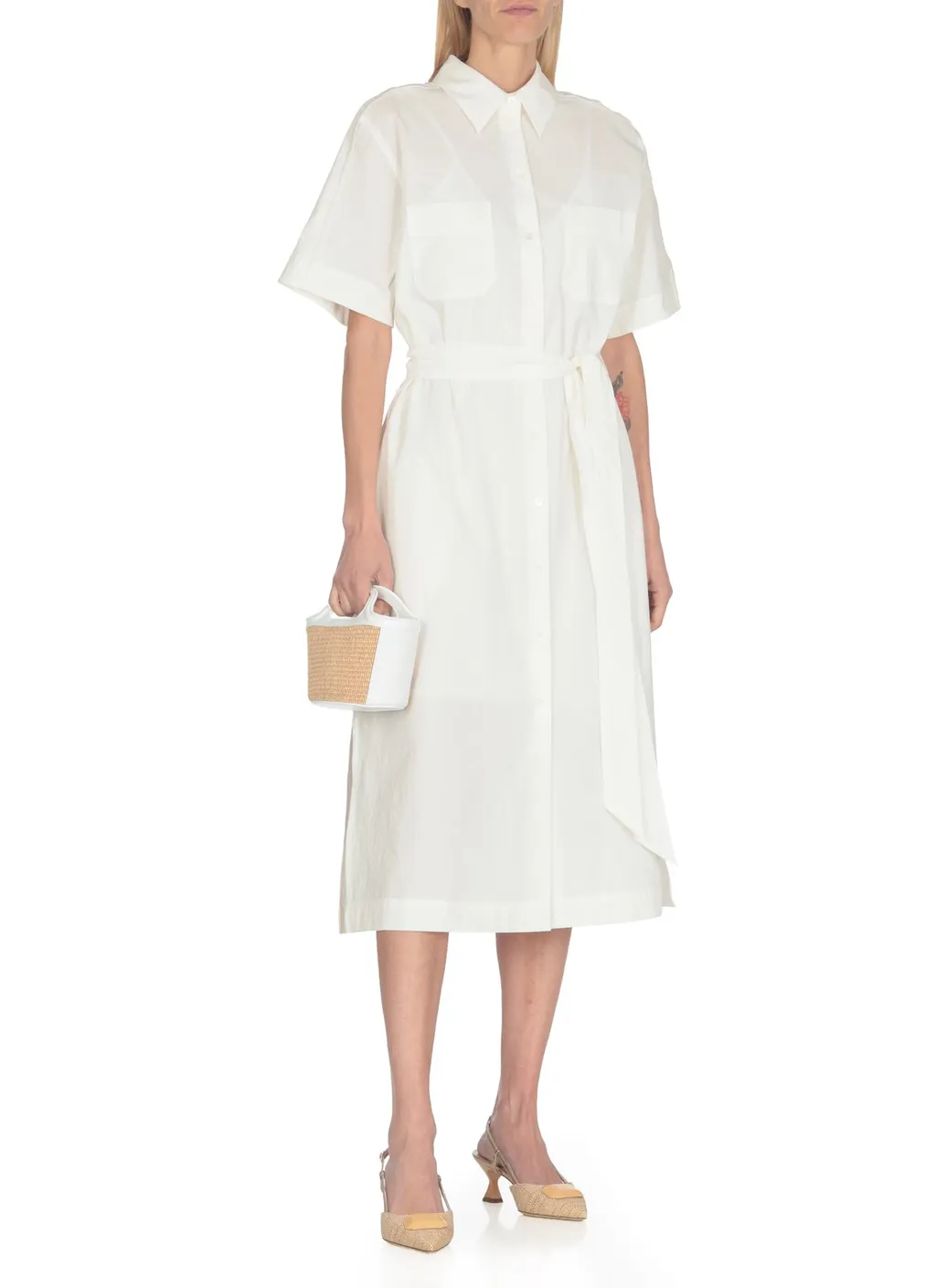 Logo Embroidered Shirt Dress