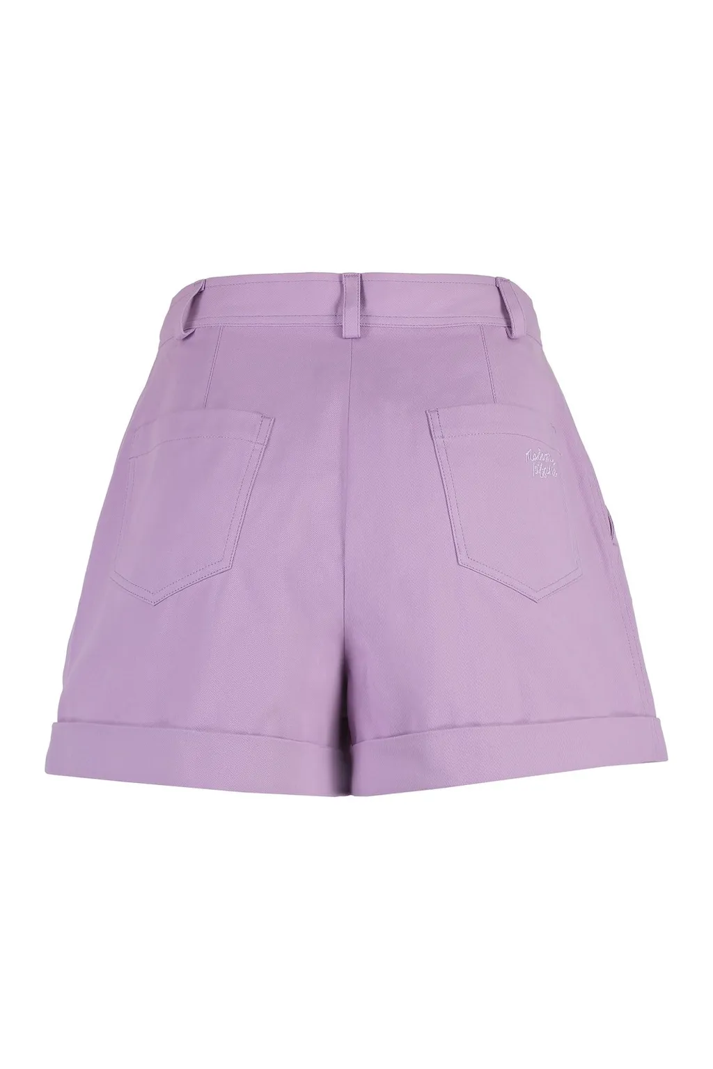 Logo Embroidered Pleated Rolled-Hem Shorts