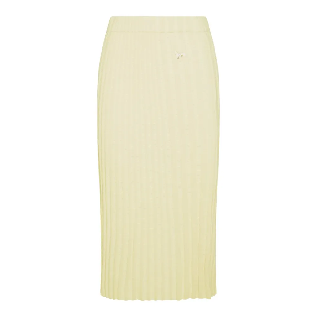 Ribbed-Knit Pencil Midi Skirt