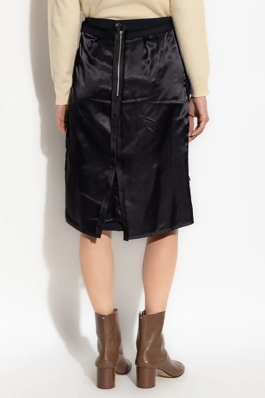 Raw Hem Midi Skirt