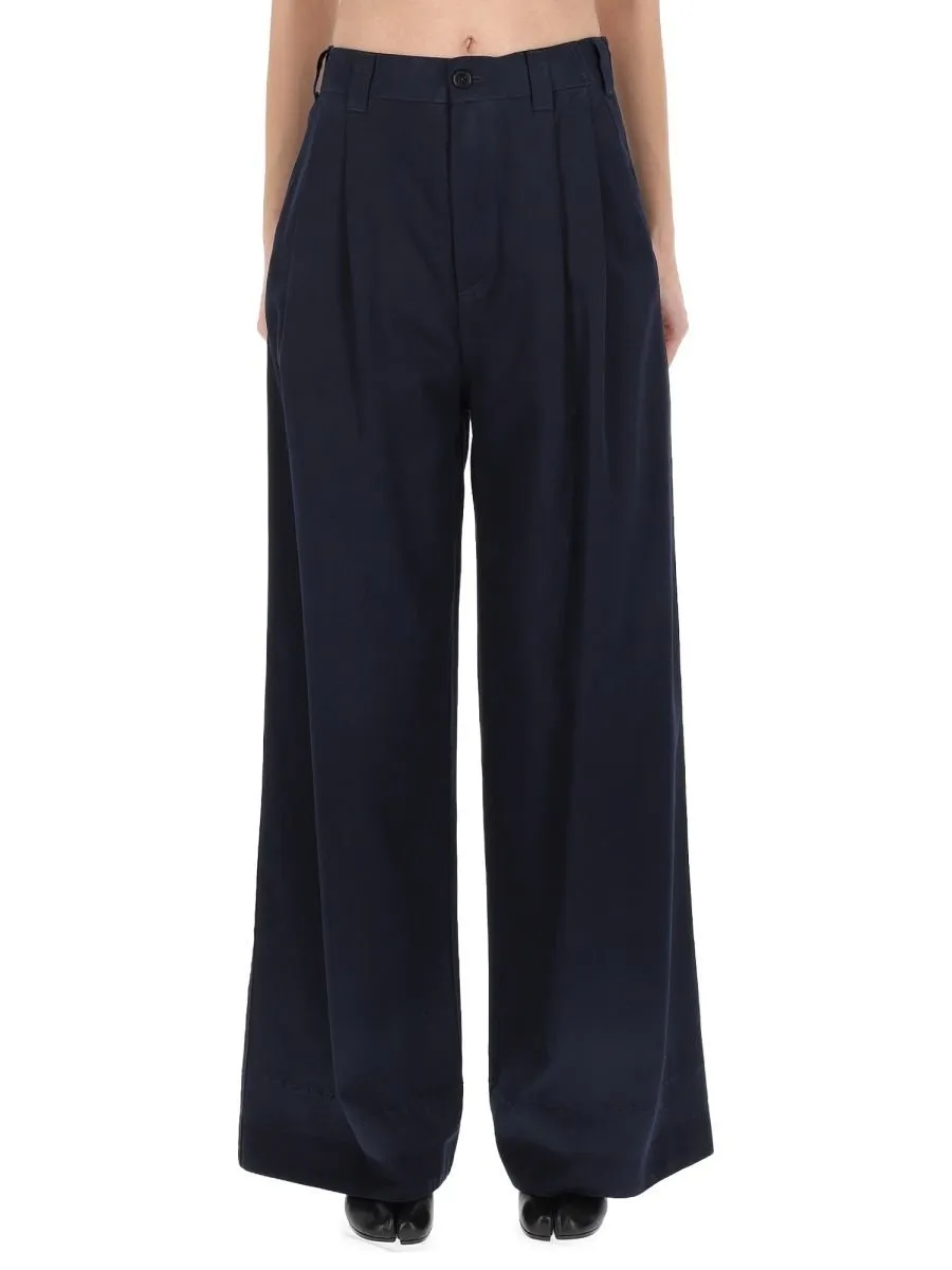 Wide-Leg Pleated Trousers