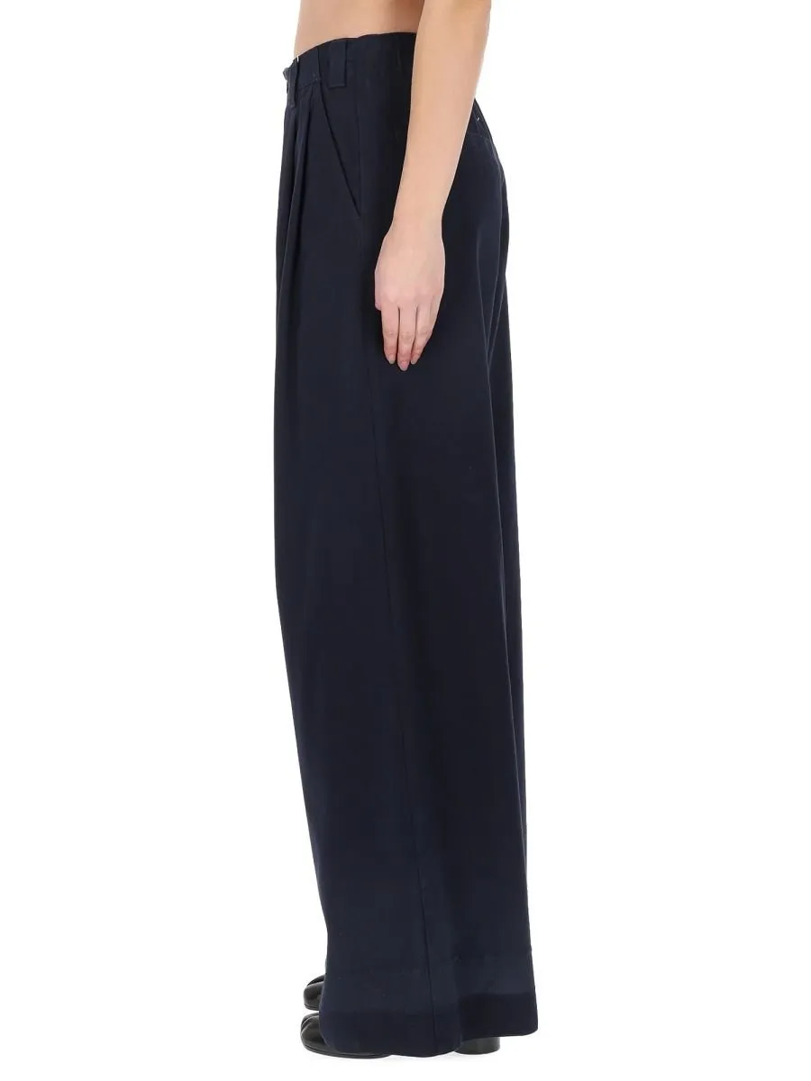 Wide-Leg Pleated Trousers