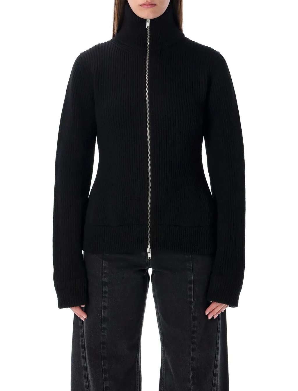Zip-Up Ribbed Cardigan