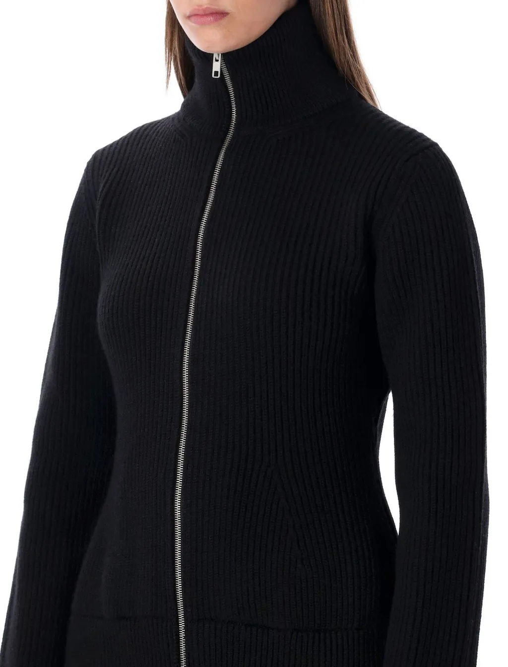 Zip-Up Ribbed Cardigan