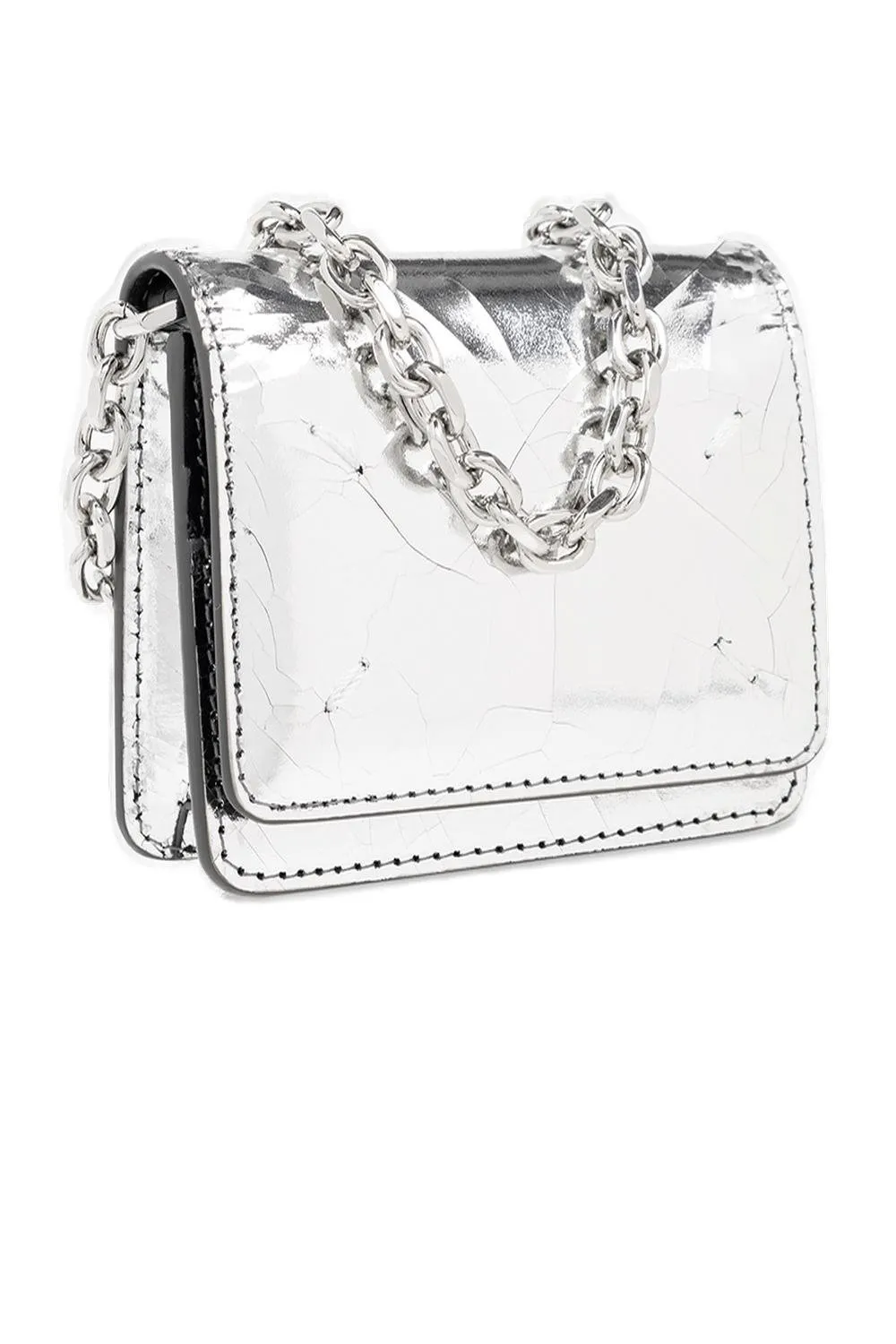 Metallic-Finish Chain-Linked Crossbody Bag