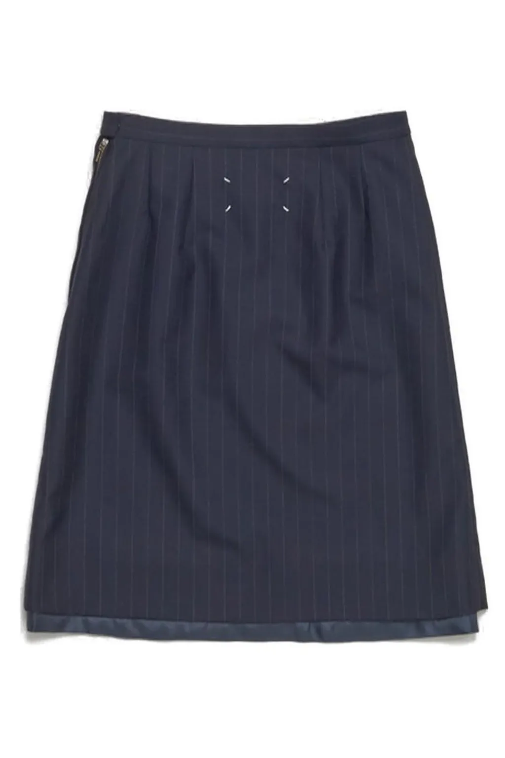 Striped Pleated Midi Skirt