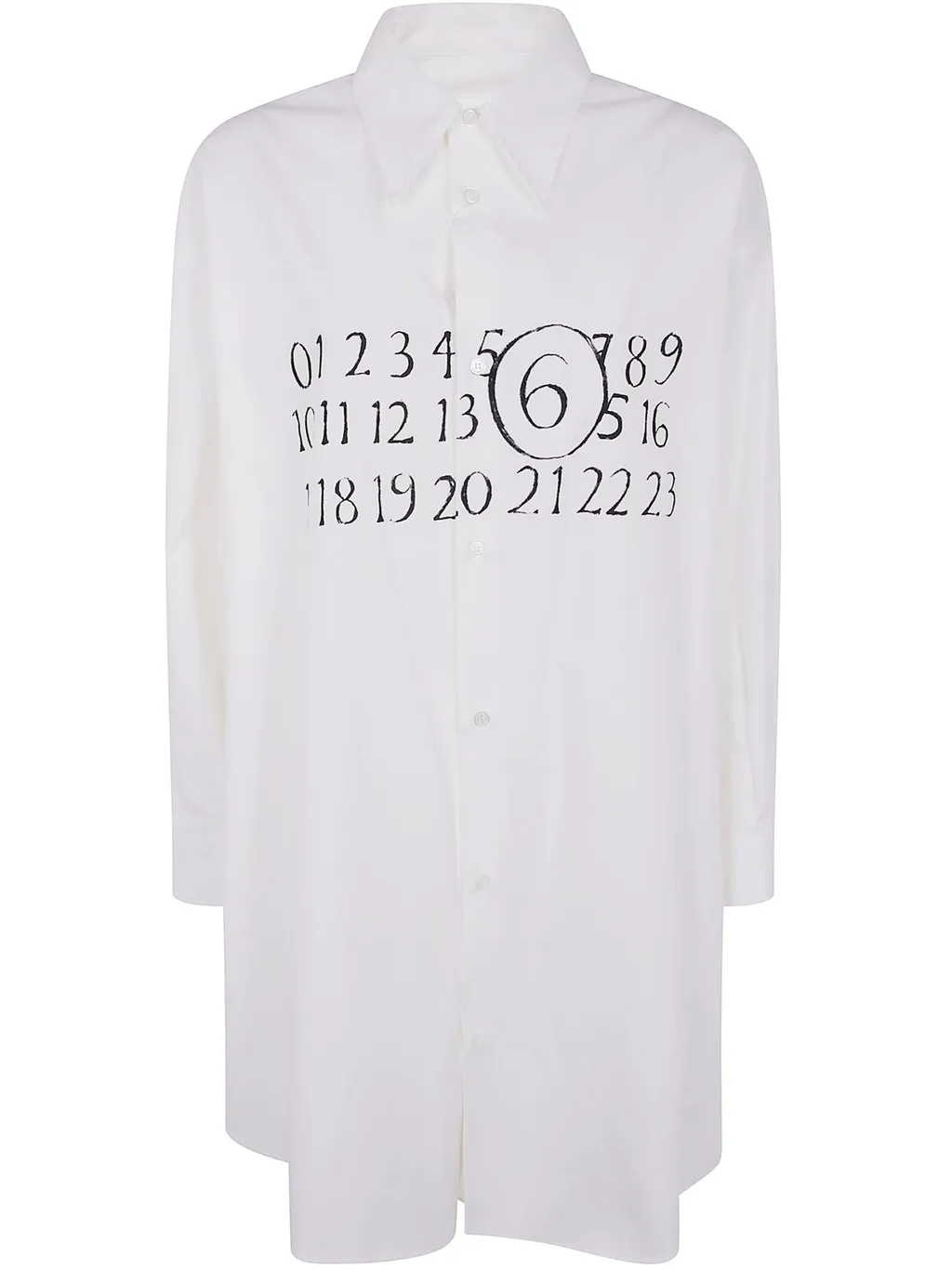 Signature Numbers Motif Buttoned Shirt Dress