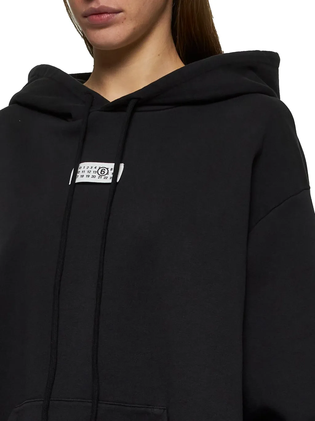 Numbers-Motif Drawstring Hoodie