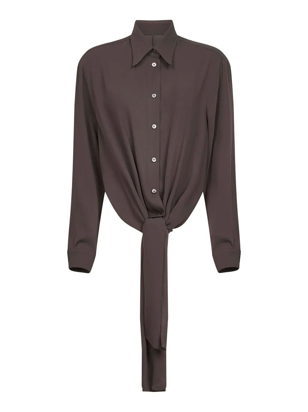 Long-Sleeved Straight Hem Shirt