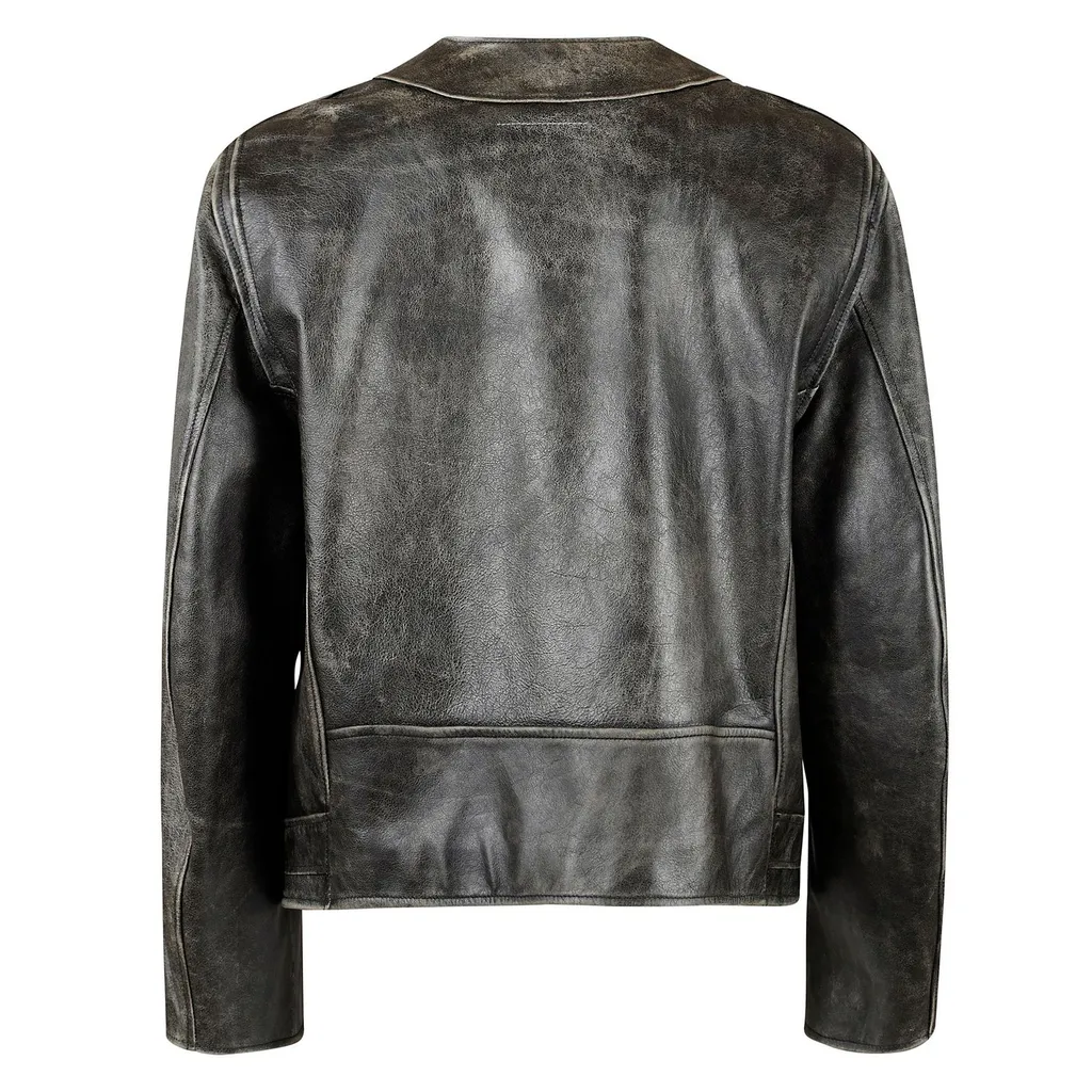 Distressed-Effect Belted Jacket
