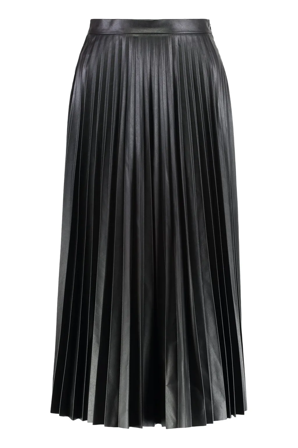 Pleated Faux Leather Skirt