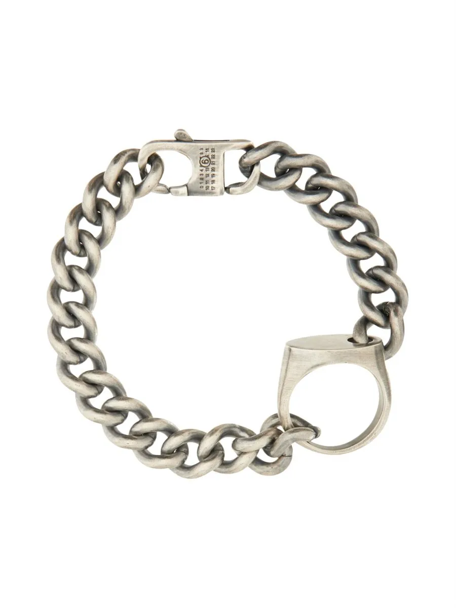 Signet Ring-Charm Numeric Bracelet