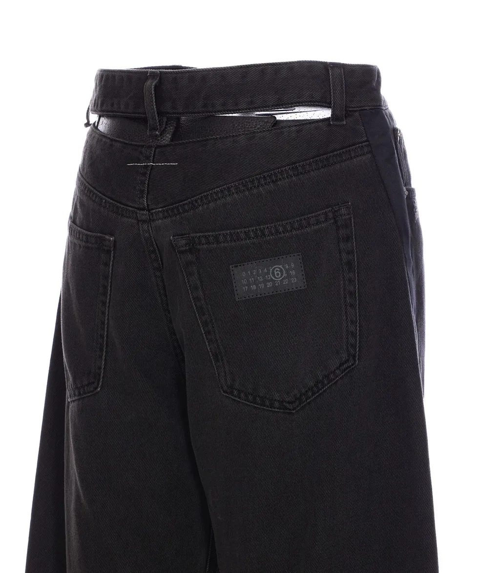 Cut-Out Detailed Straight-Leg Jeans