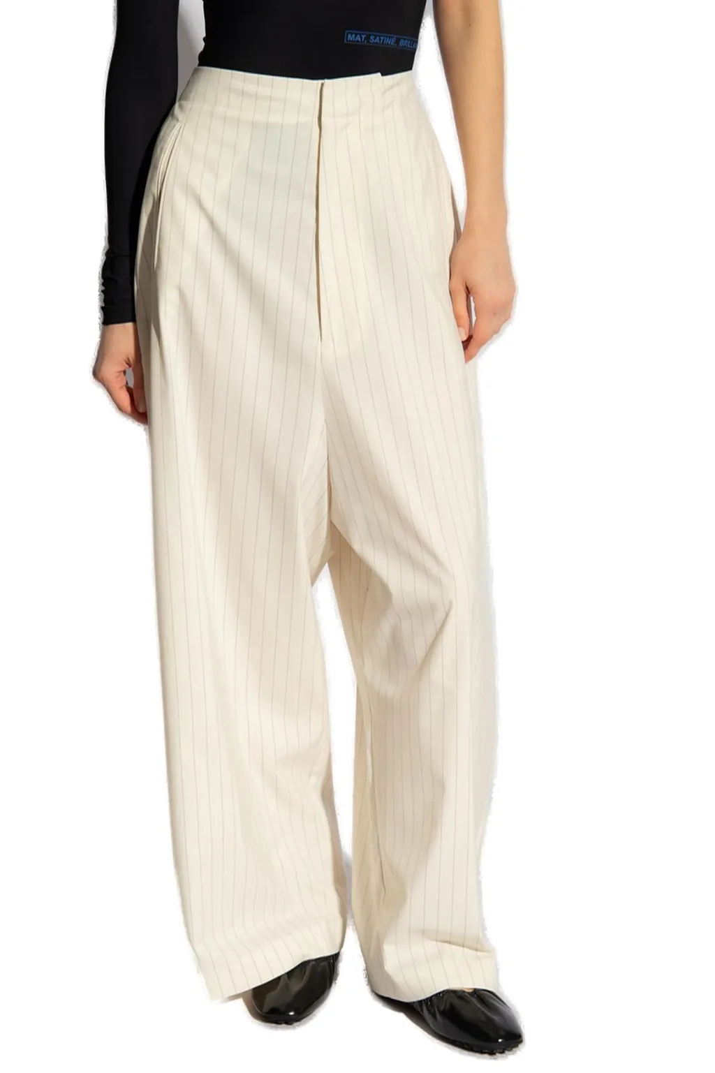 High-Waist Pinstriped Wide-Leg Trousers