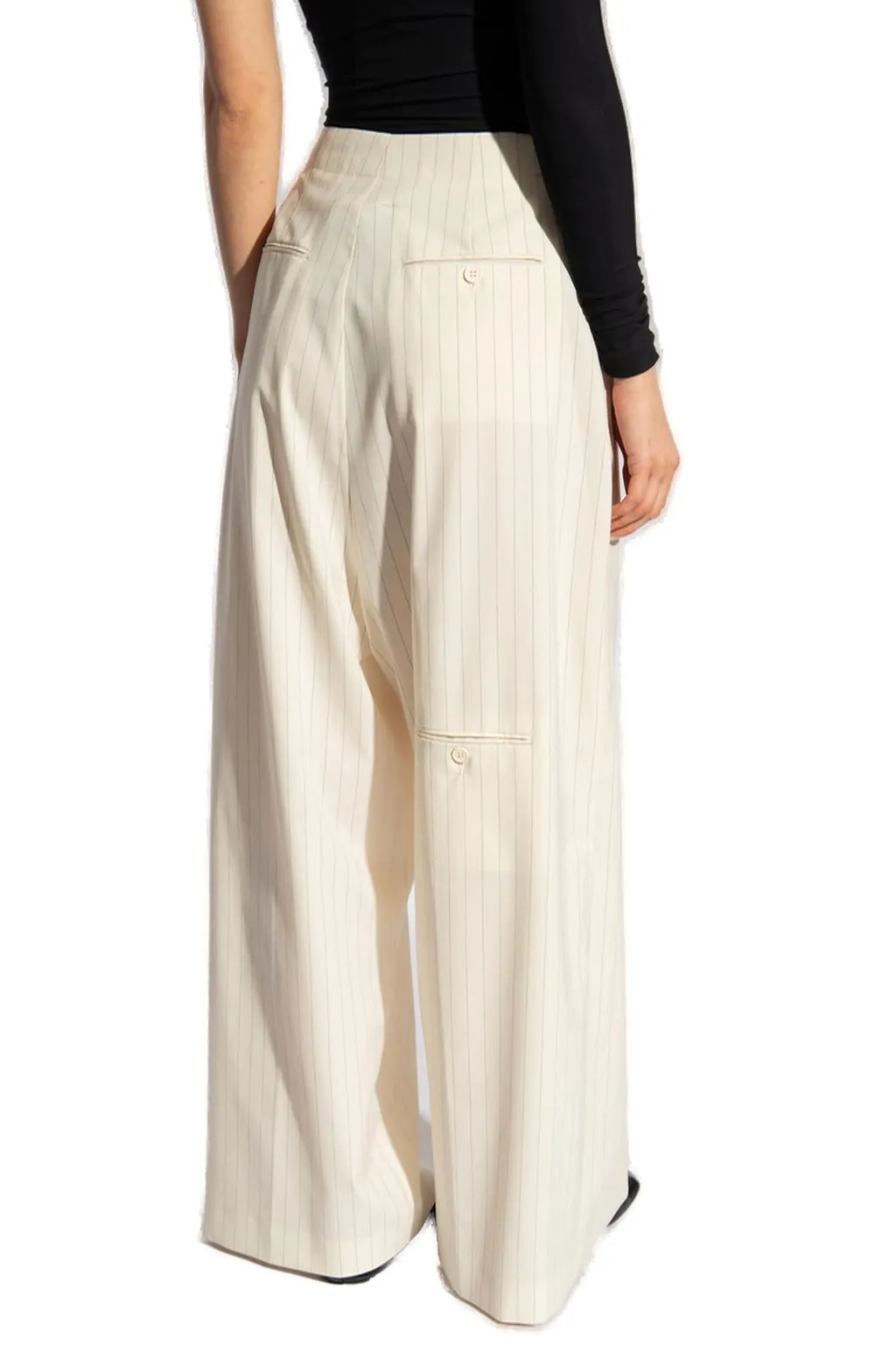 High-Waist Pinstriped Wide-Leg Trousers