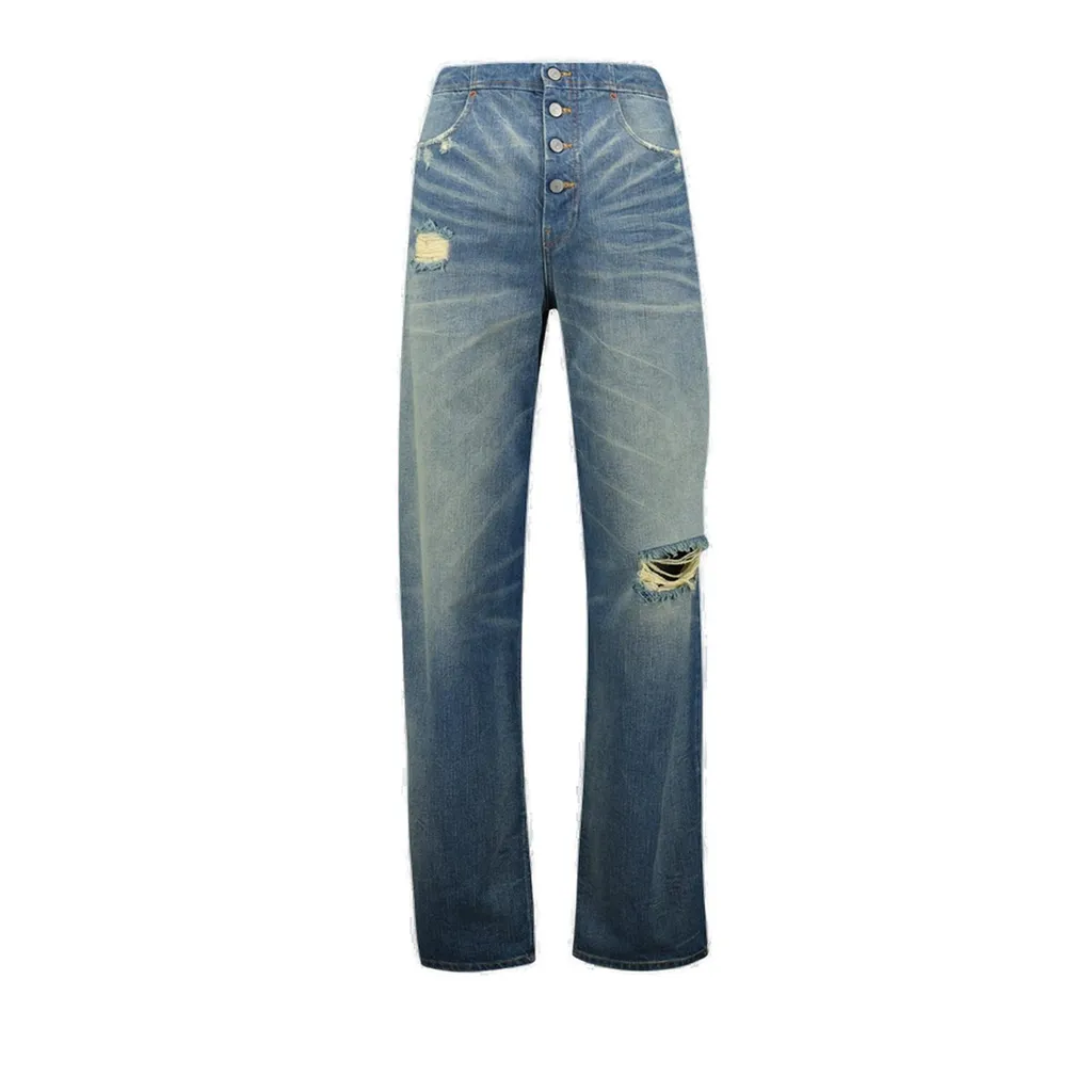 Distressed Washed Denim Jeans