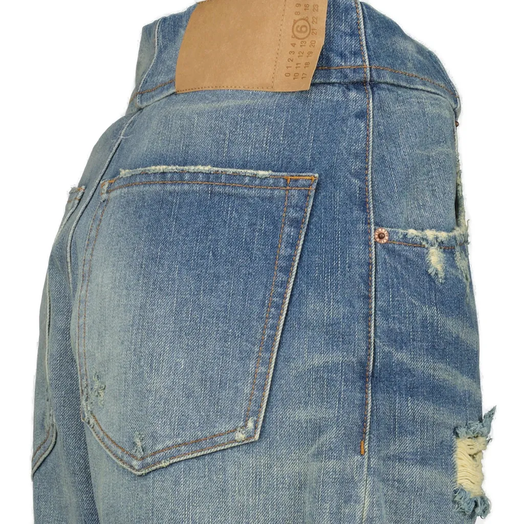 Distressed Washed Denim Jeans