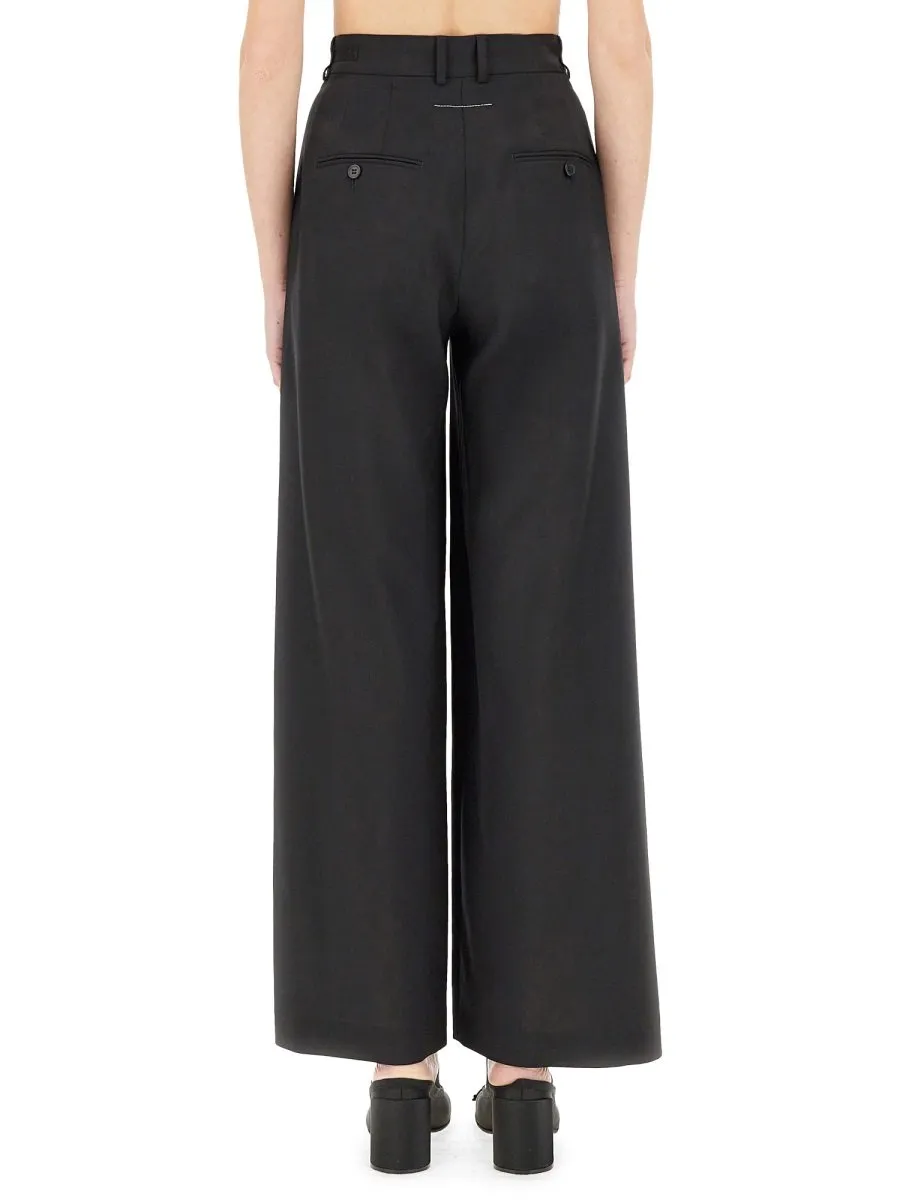 Tie-Fastened Flared Trousers