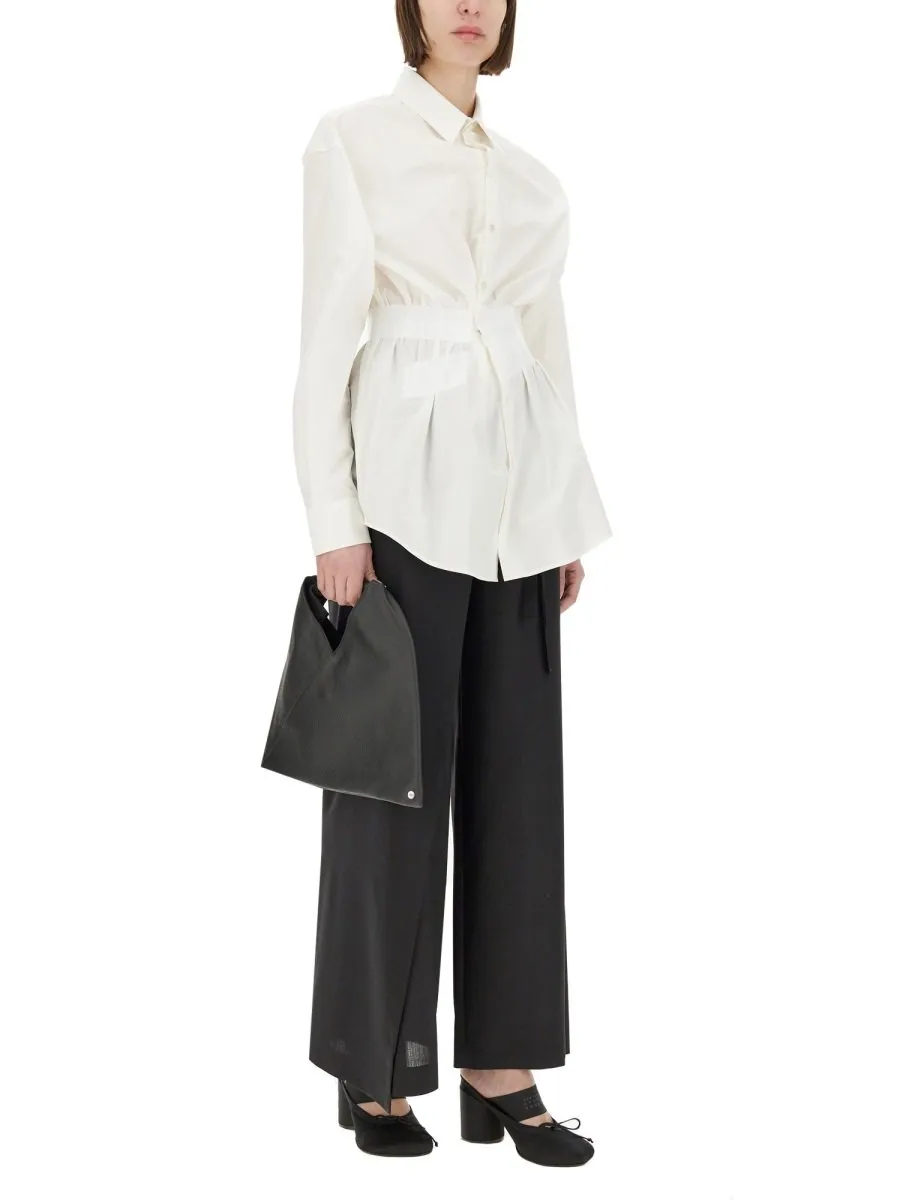 Tie-Fastened Flared Trousers