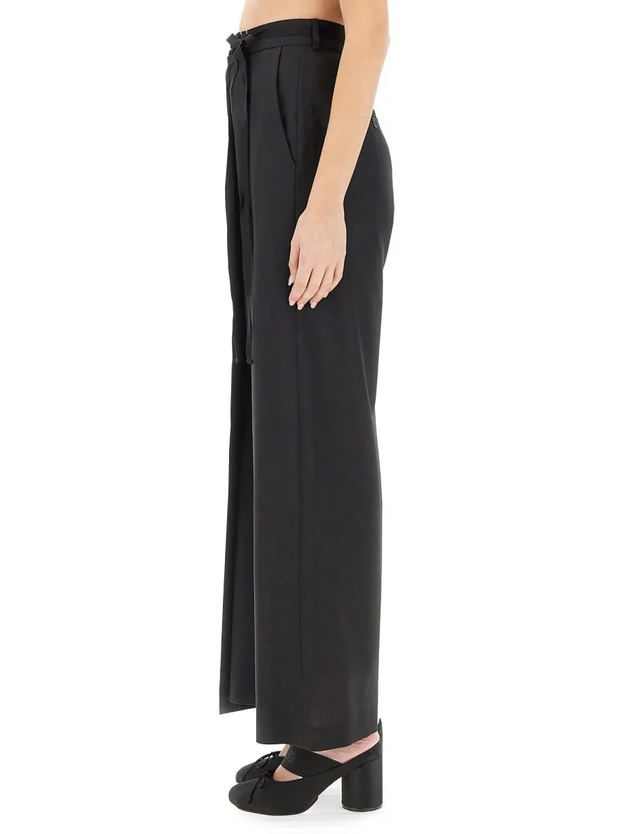 Tie-Fastened Flared Trousers