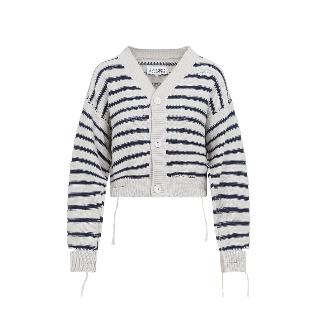 V-Neck Distressed Cardigan