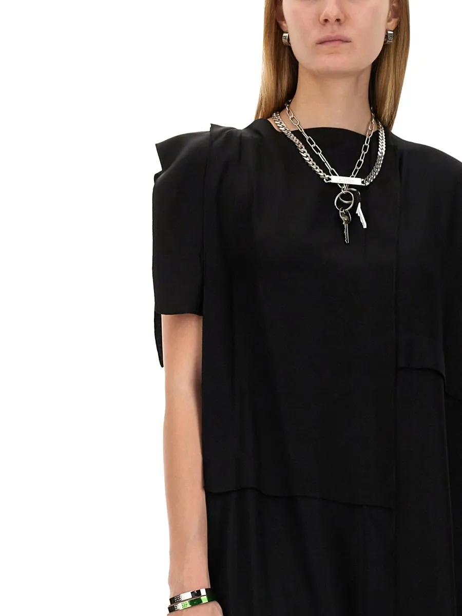 Single-Sleeved Crewneck Maxi Dress
