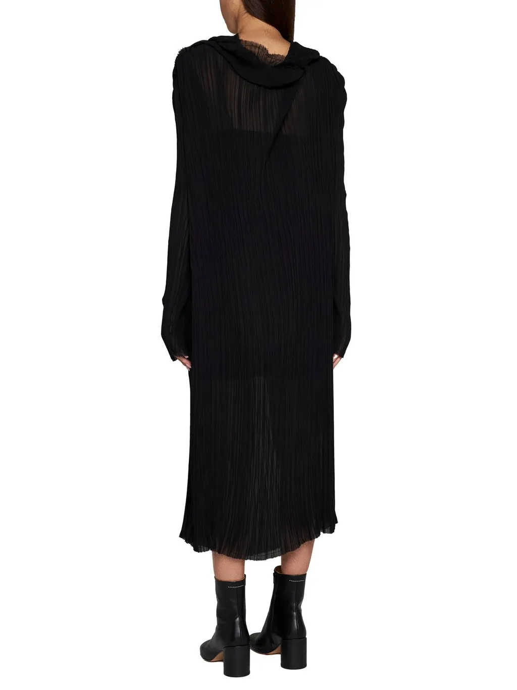 Pleated Long-Sleeved Dress