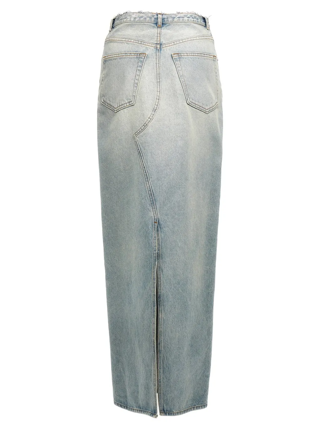 Frayed Maxi Denim Skirt
