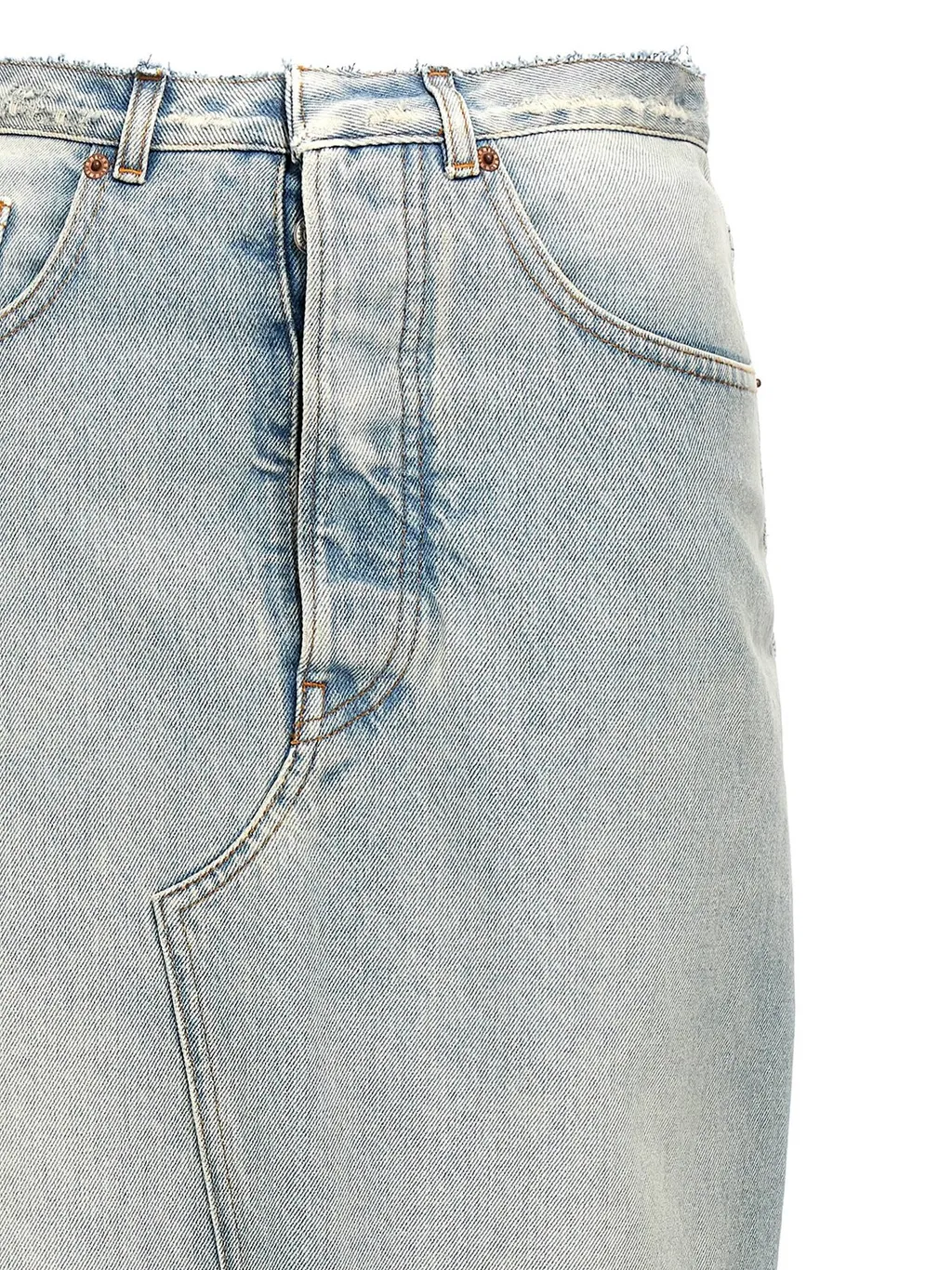 Frayed Maxi Denim Skirt