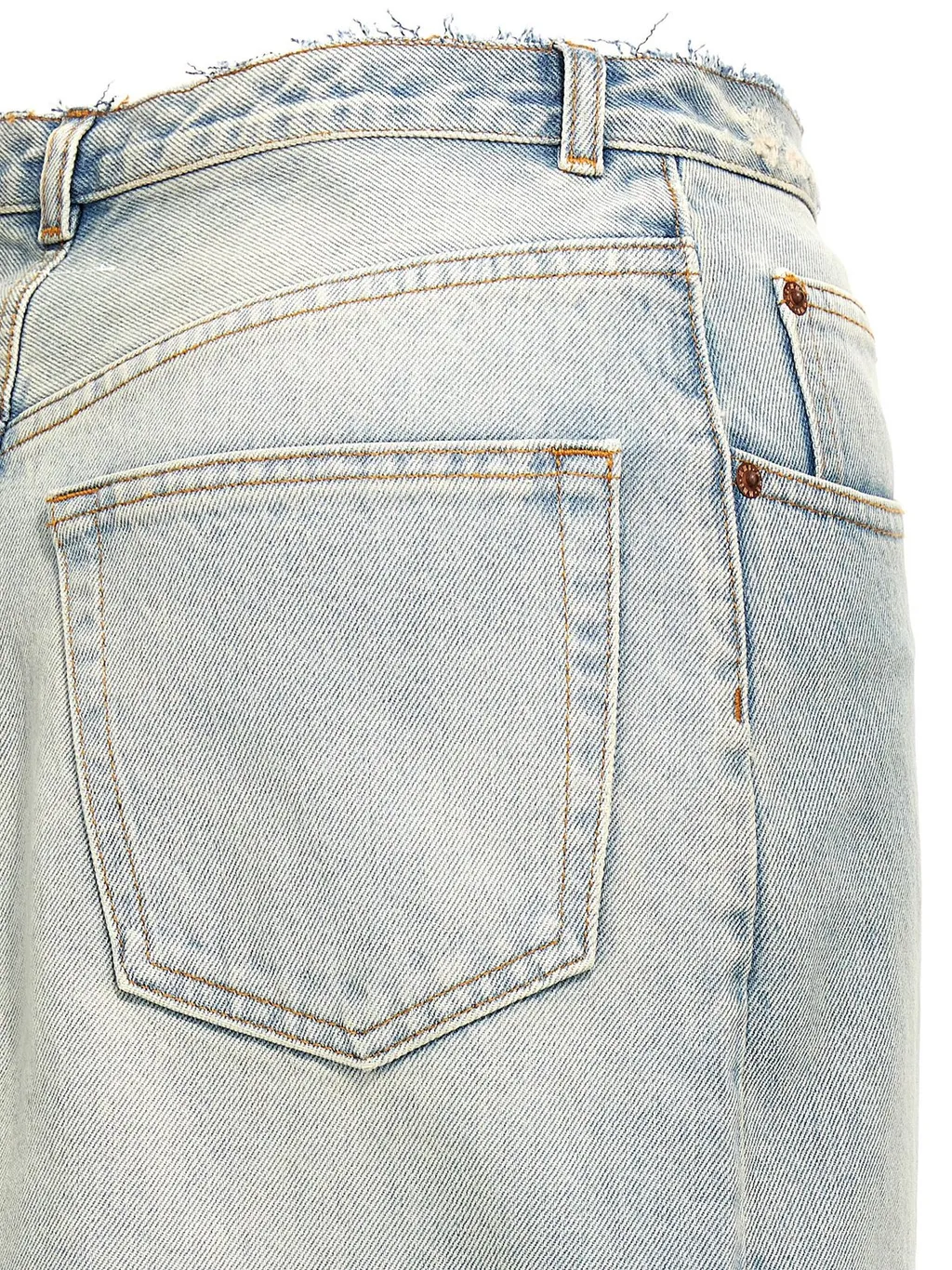 Frayed Maxi Denim Skirt