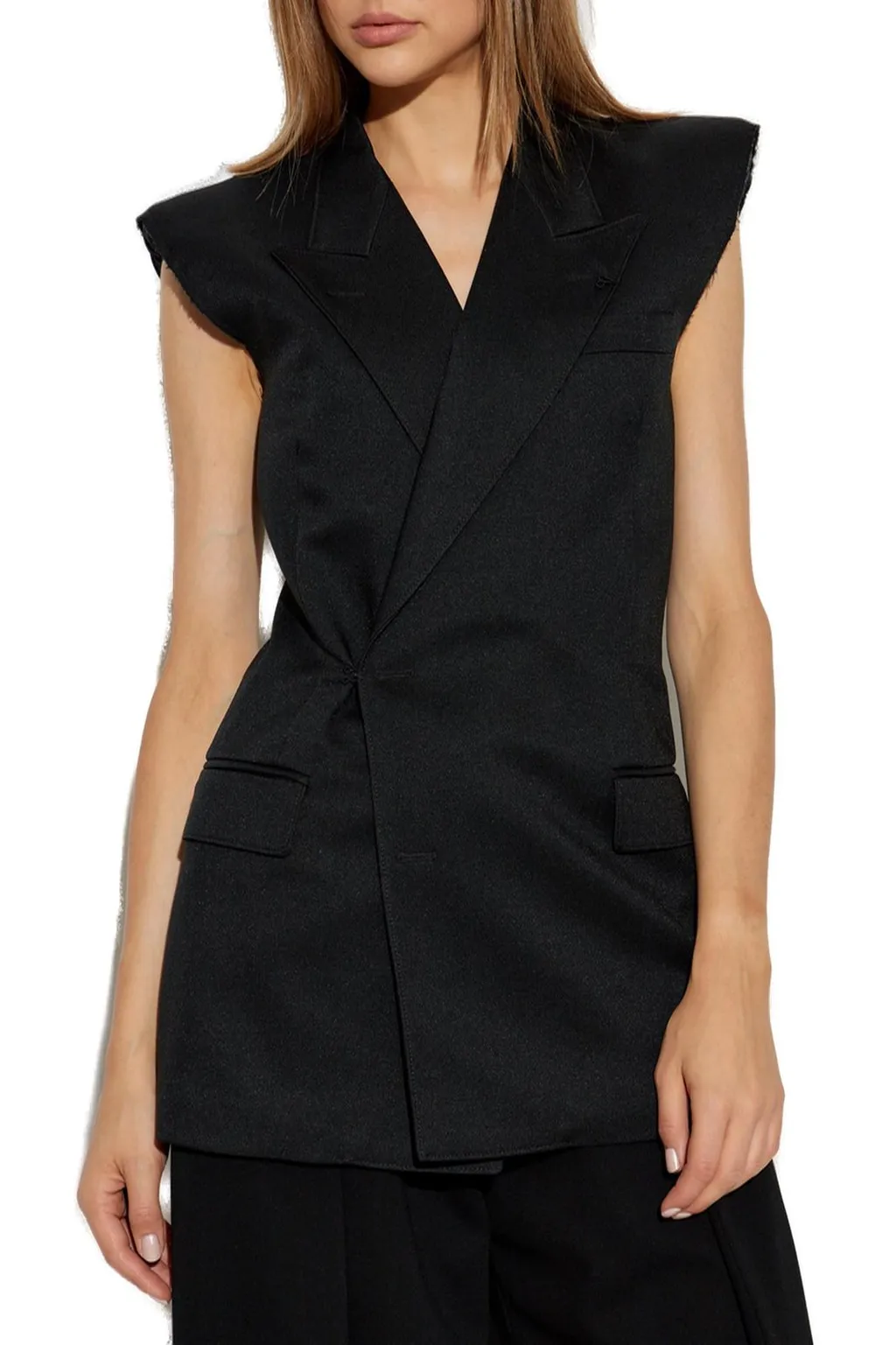 Sleeveless Raw-Cut Edge Waistcoat