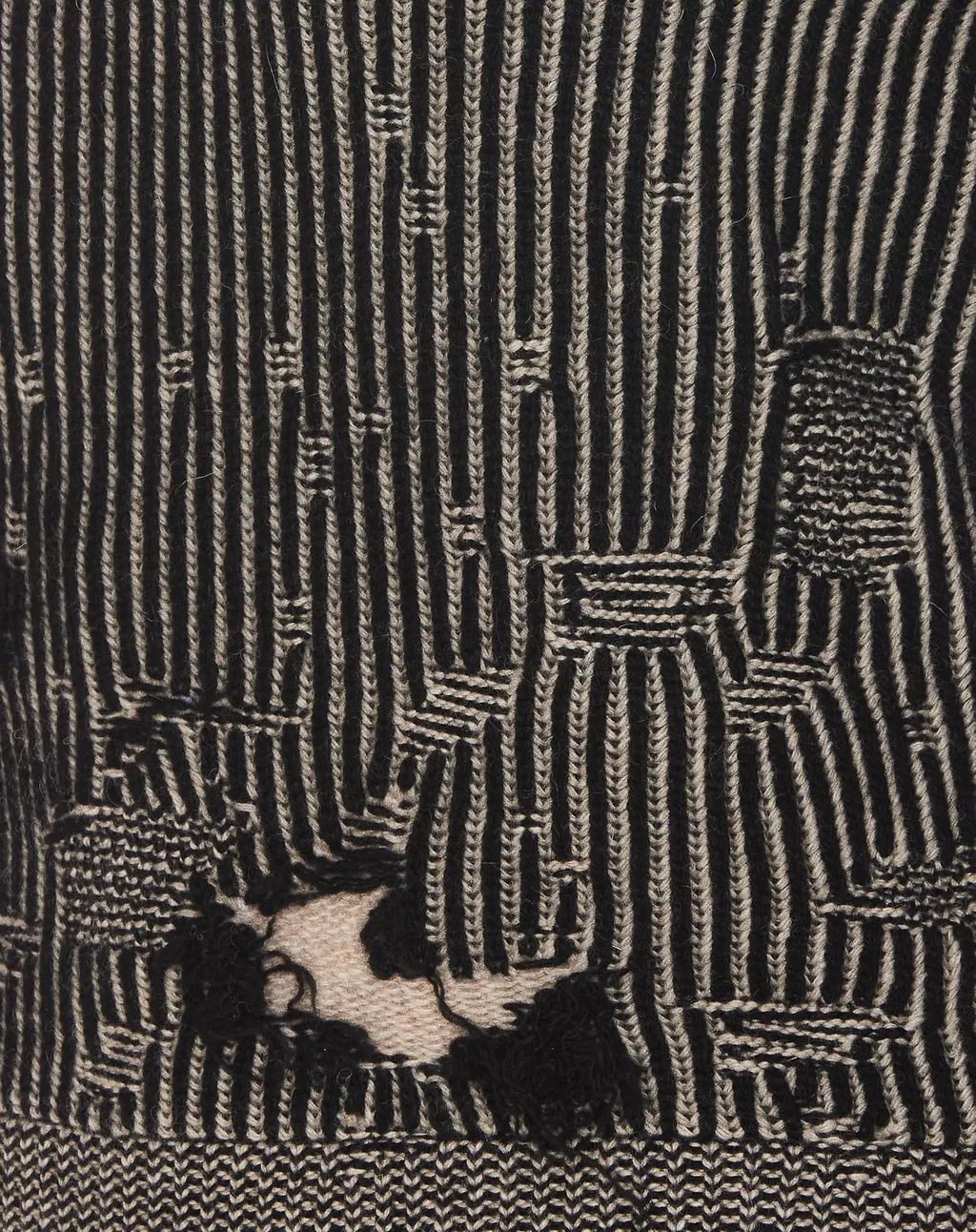 Crewneck Distressed-Effect Knitted Jumper