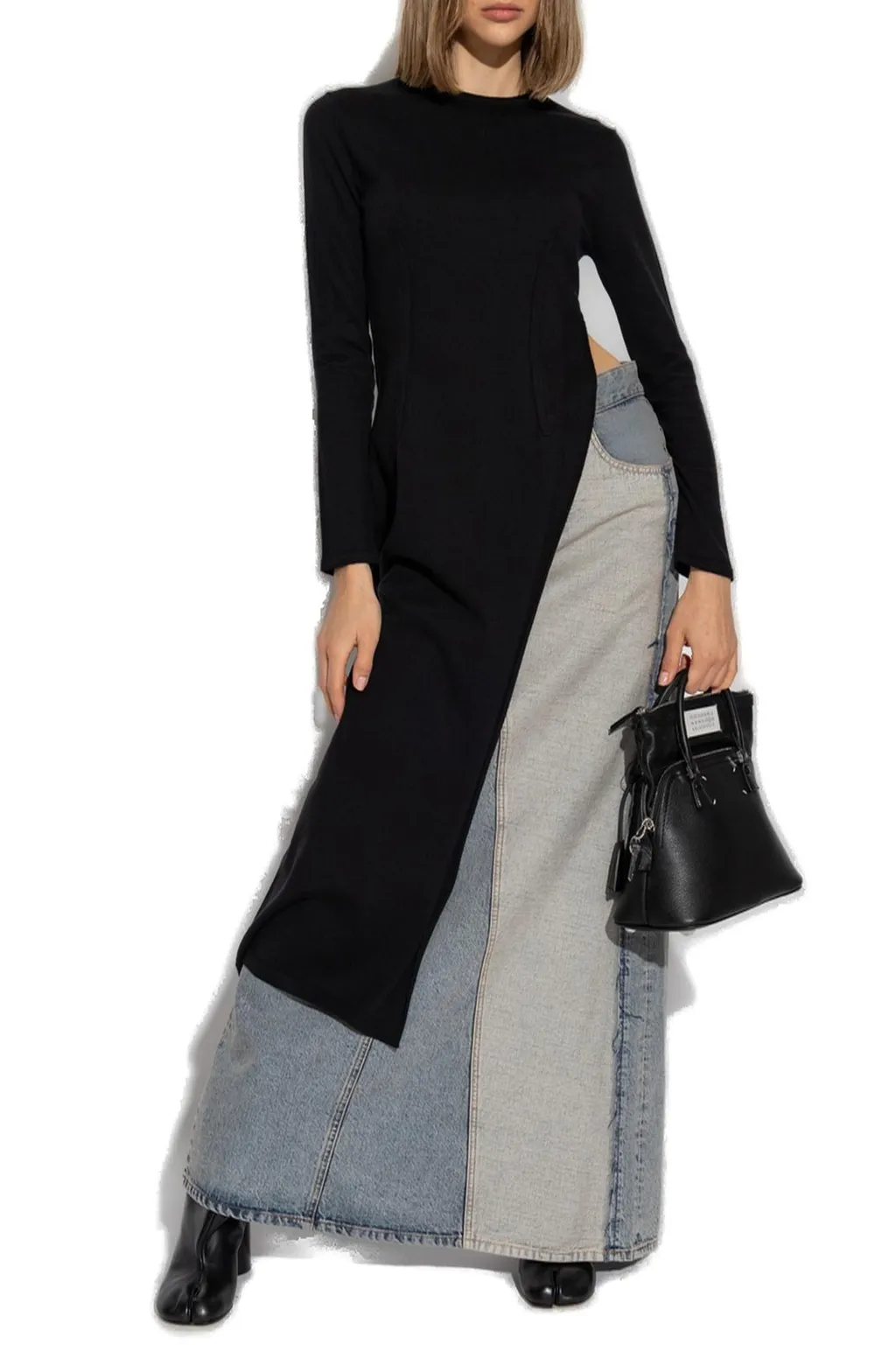Slit-Detailed Long Knitted Top
