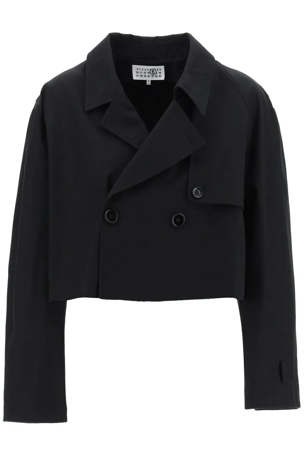 Double-Breasted Raw-Cut Cropped Jacket