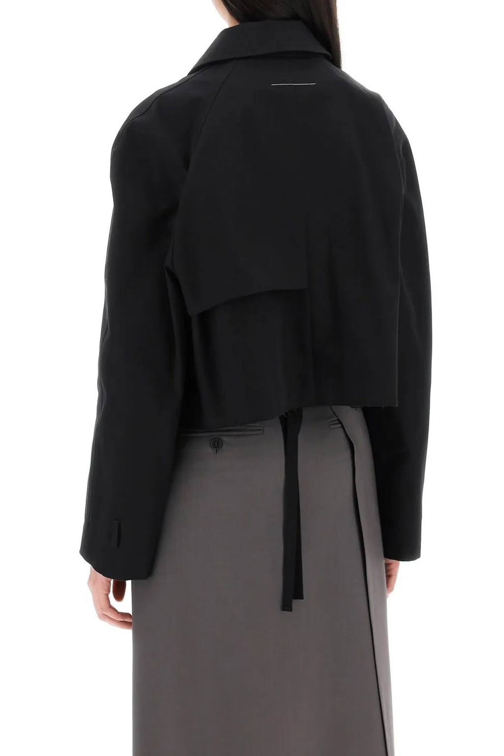 Double-Breasted Raw-Cut Cropped Jacket