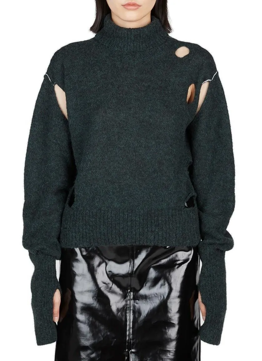 Cut-Out Distressed Sweater