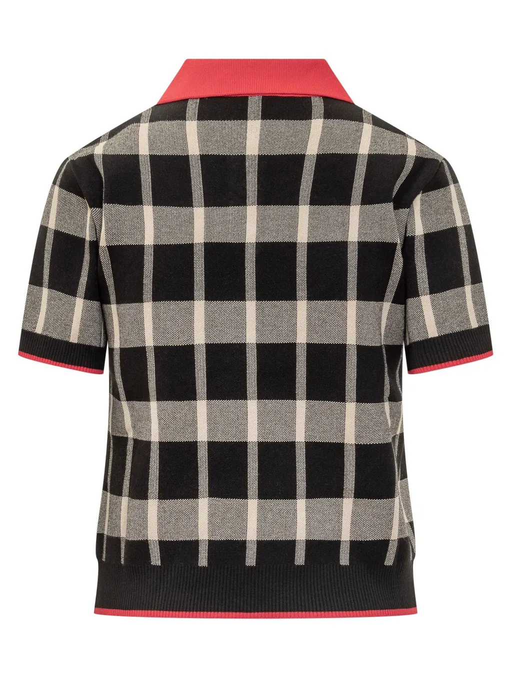 Checked Button Detailed Kitted Top