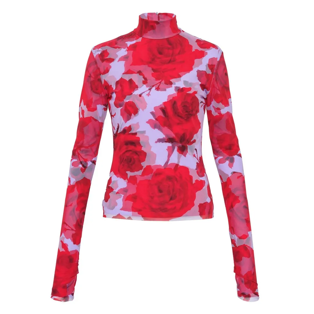 Floral Printed Long-Sleeved Top